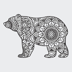 Animal mandla line art coloring page