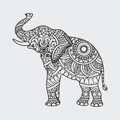 Animal mandla line art coloring page