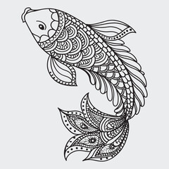 Animal mandla line art coloring page