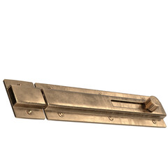 3D rendering illustration of a sliding bolt door latch with knob