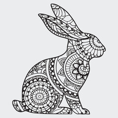 Animal mandla line art coloring page