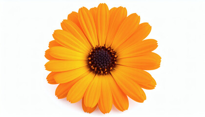 Orange Calendula Flower Isolated on White Background, Bright Calendula Blossom for Botanical Design and Illustration