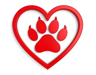 Red heart with a red paw print