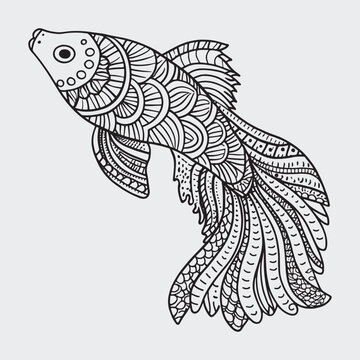 Animal mandla line art coloring page