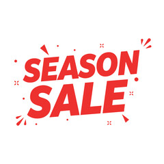 Seasonal Sale sign, banner, poster, sticker red color on isolated white