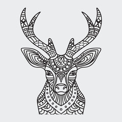 Animal mandla line art coloring page