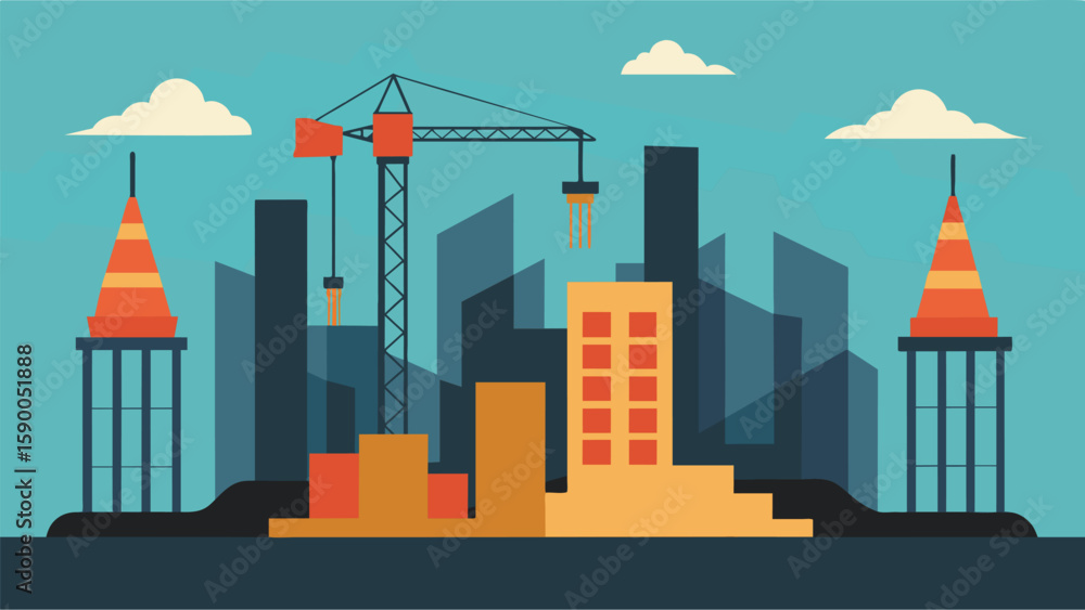 Poster a stark contrast can be seen between the scaleddown architectural model and the towering cranes that