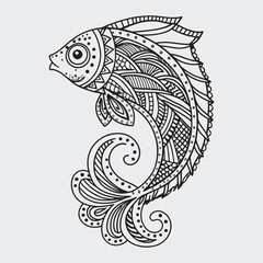 Animal mandla line art coloring page