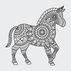 Animal mandla line art coloring page