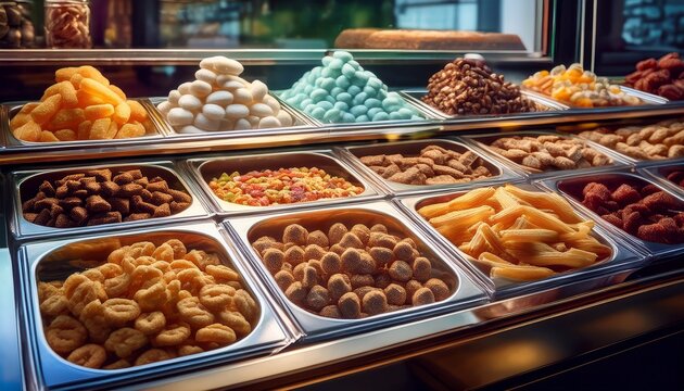 unhealthy sugary snacks on display a stark reminder of modern dietary temptations