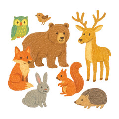PNG Charming woodland animals illustration.