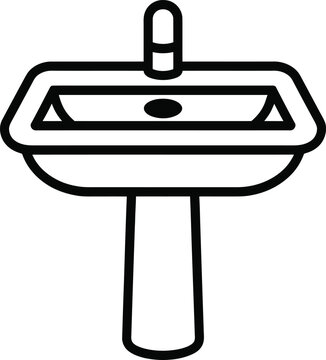 recommend clip art: Simple, line art vector illustration of a pedestal sink.
