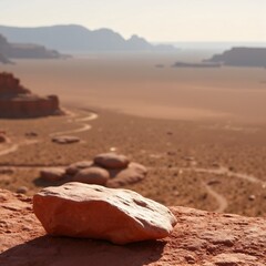 Product presentation template. A large rock sitting on top of a red rock.
