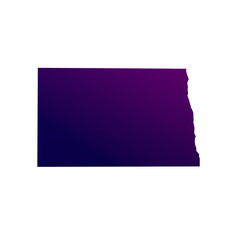North Dakota map isolated on transparent white background. Blue and purple gradient textured map isolated on transparent png