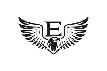 Obraz premium Eagle logo design with letter concept premium silhouette on white background.01