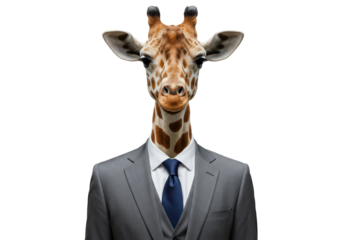 Isolated Giraffe in Suit Business Animal Portrait