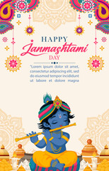 Happy Janmashtami vertical background for poster