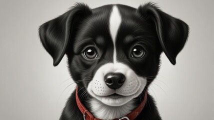 Close-up of a black and white puppy
