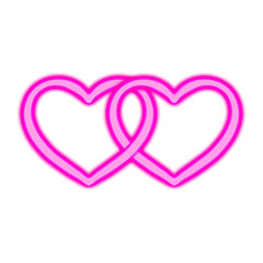 pink heart shape neon light cute party bar Hand drawn on transparent background.