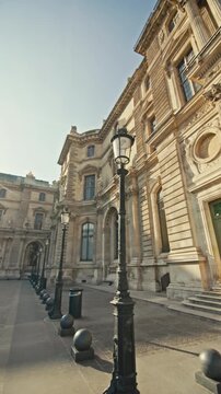 Cityscape of Paris, Louvre Museum in France. Beautiful architecture of the fashion capital, tourist points of Europe, travel.