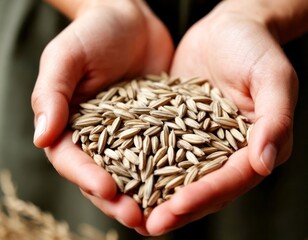 Hand Holding Rye Grains – Symbol of Nourishment and Tradition