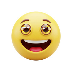 Fototapeta premium Happy Emoji – Big Smile with Glossy Eyes – 3D Clay PNG Icon