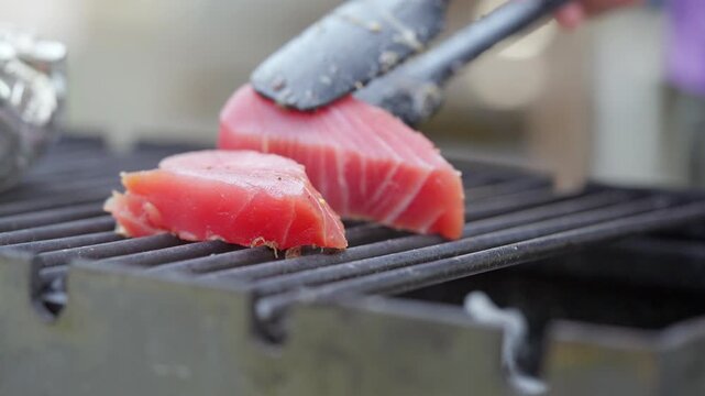 Fresh tuna is grilled.
