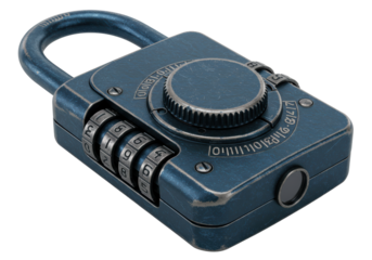 Isolated Blue Combination Padlock with Number Dials for Security