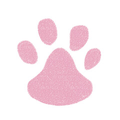シンプルな肉球のイラスト　アイコン　素材　ピンク　手書き　クレヨン風