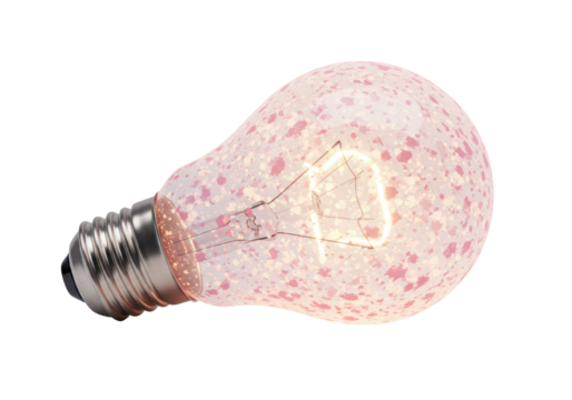 Isolated Illuminated Light Bulb with Speckled Pattern for Creative Idea