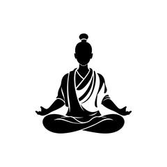Meditating Figure in Lotus Pose Silhouette