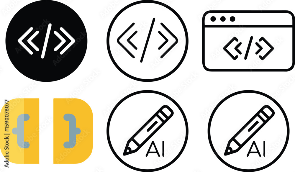 Poster vector art of collection of various logo icons isolated on transparent background