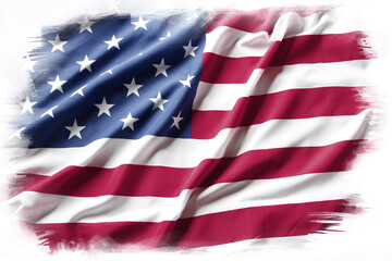 American flag on white