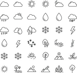Vector art of weather icons isolated on white