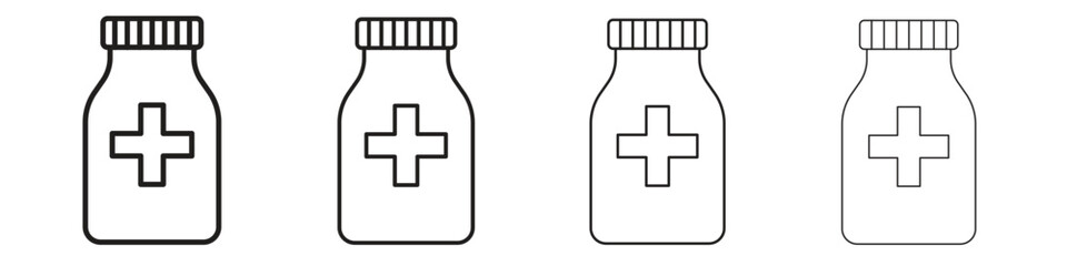 Medicine bottle icon collection. Vector illustration EPS10.