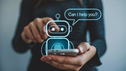 A digital illustration of a chatbot interface on a smartphone screen