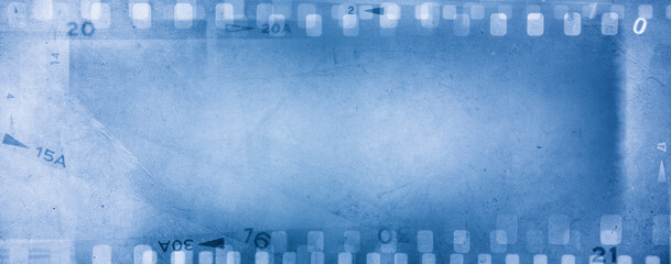 Film negatives blue background
