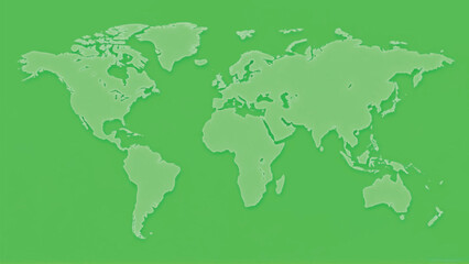 Obraz premium A world map illustration displayed in green tones offering a creative asset for design, geography projects, and global business concepts.
