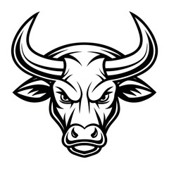 Fototapeta premium Stylized black and white bull head vector logo