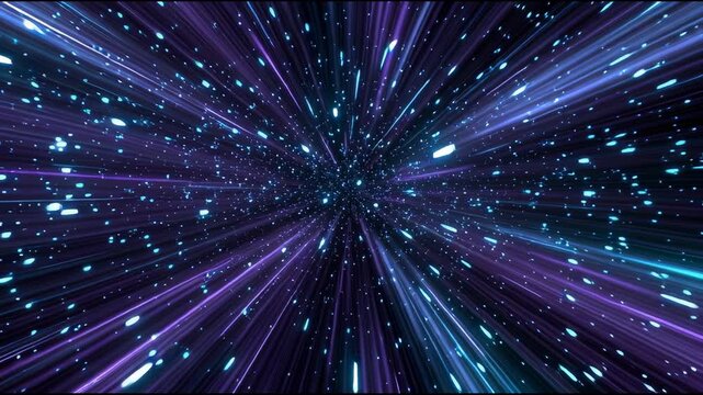 Cosmic hyperspace background. Speed of light, neon glowing abstract rays and stars in motion. Moving through stars. 3d illustration - Powered by Adobe