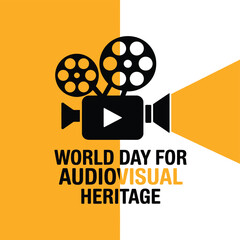 Celebrate World Day for Audiovisual Heritage with a vintage film camera icon, symbolizing the importance of preserving cinematic history and cultural memories for future generations.