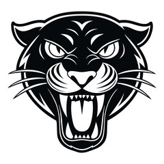 Fototapeta premium Black panther head snarling vector logo big cat wild cat