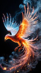 Phoenix bird rising from ashes fantasy art mythical creature fire bird wallpaper art