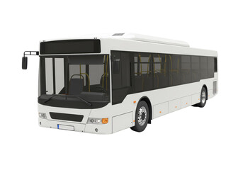Isolated Modern White City Bus Public Transportation