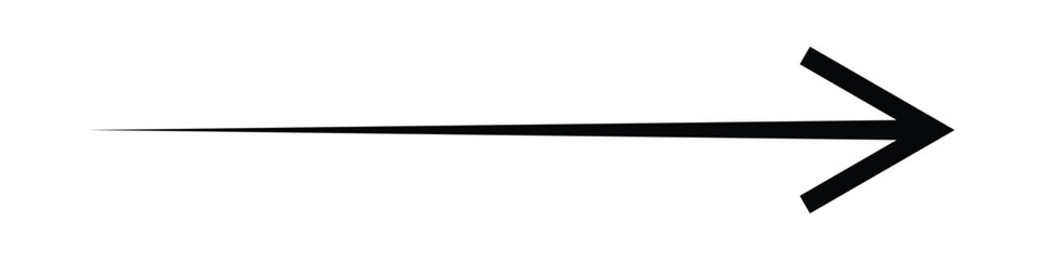 A thin black arrow pointing to the right on a white background