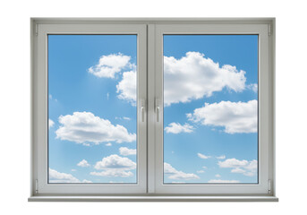 Isolated Window with Blue Sky and Clouds