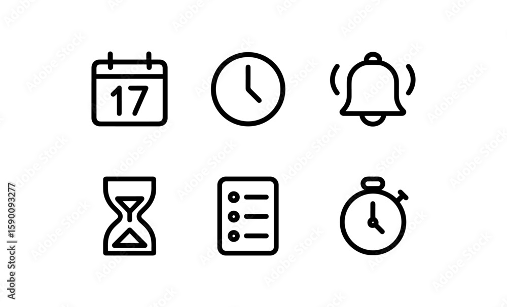 Poster minimalist icon set for time management and scheduling tools