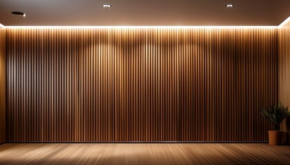 modern minimalist wall with ambient lighting and wood paneling