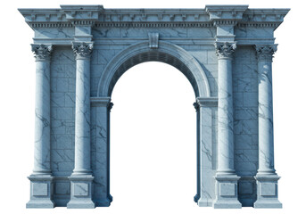 Isolated Grand Marble Archway with Columns on White