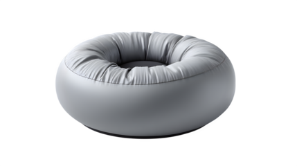 High quality, realistic photo of Inflatable footrest travel cushion gray, isolated on transparent background, product photography style
